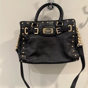 LIKE NEW Michael Kors Black Satchel with Gold Details